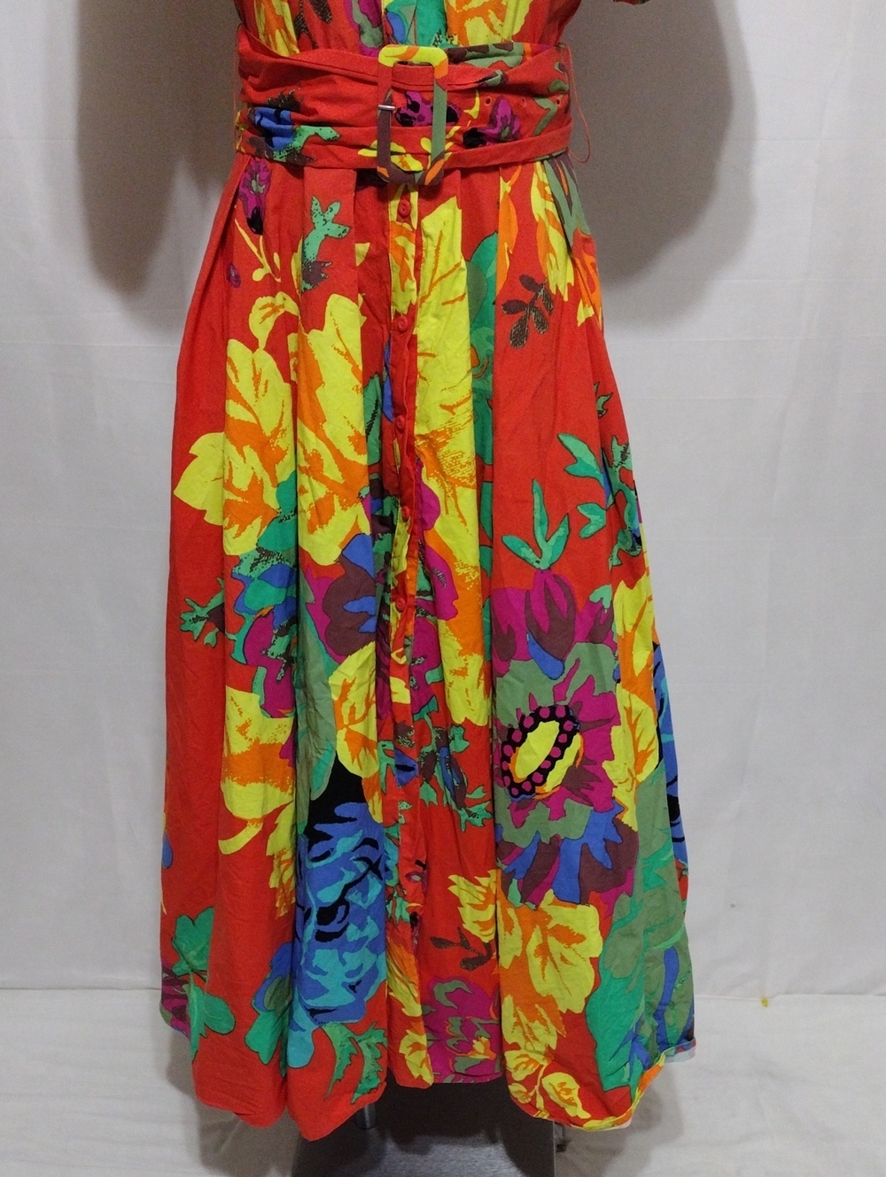Christopher John Rogers Floral Puff Sleeve Belted Cotton Poplin Maxi Dress US 8 - Picture 8 of 16